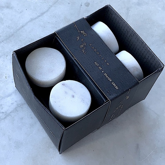 APHORISM DRAWER KNOBS ROUND MARBLE STONE SET OF 4 NEW - Picture 1 of 5